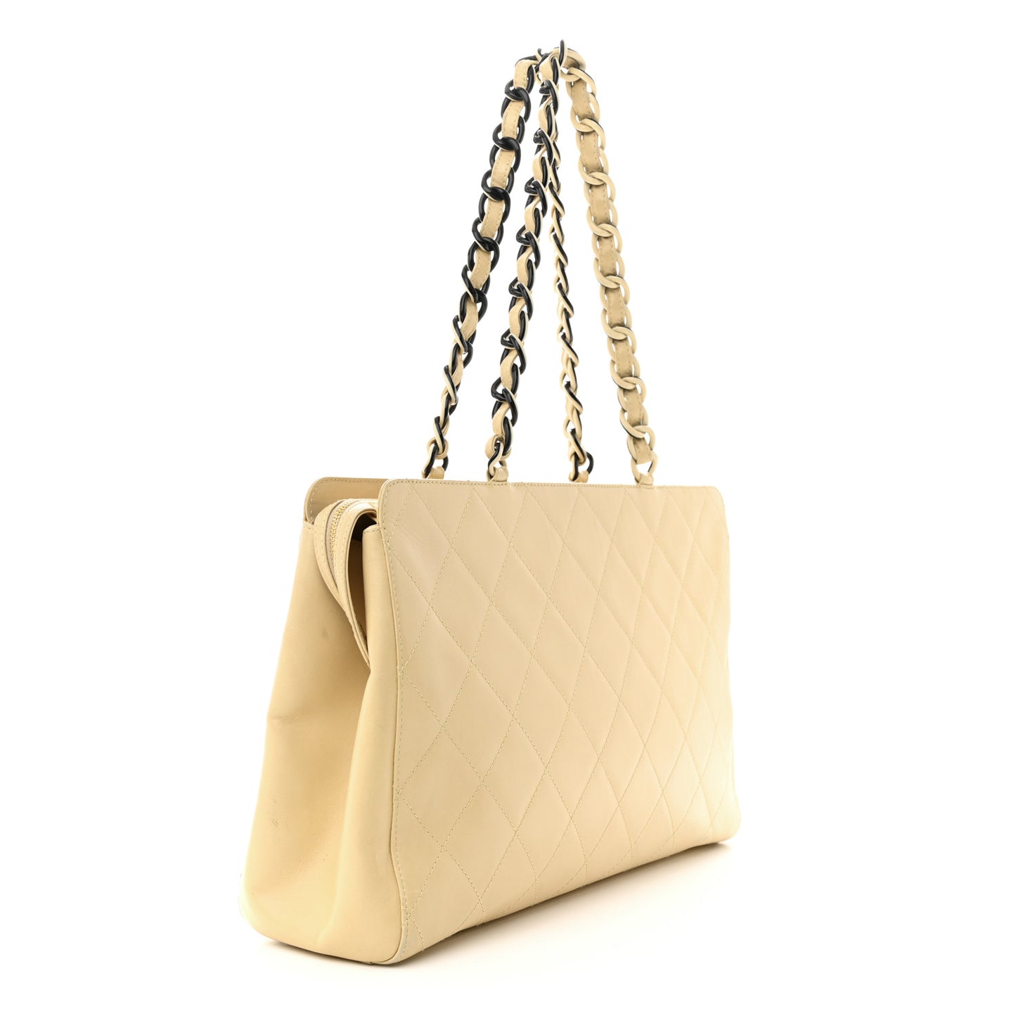 Lambskin Quilted CC Shoulder Bag Beige