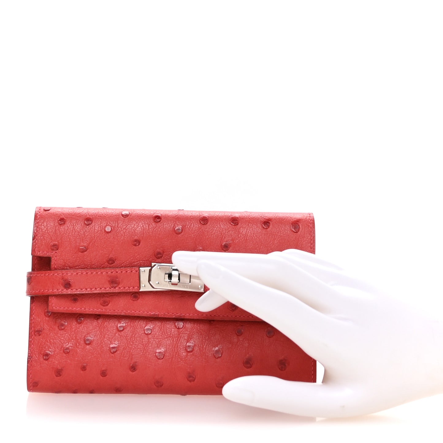 Ostrich Kelly Medium Wallet Rouge Vif