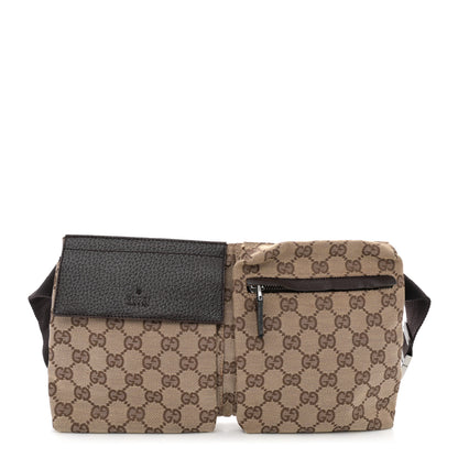 Gucci GG Monogram Double Pocket Belt Bag Dark Brown 1 of 13