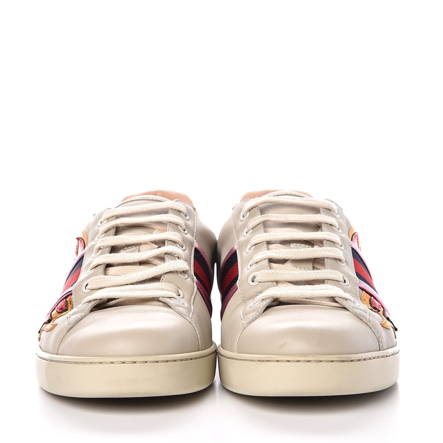Calfskin Ayers Web Flames Embroidered Mens Ace Sneakers 9 Off White