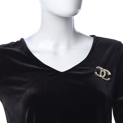 Chanel Pearl Crystal CC Brooch Gold 2 of 5