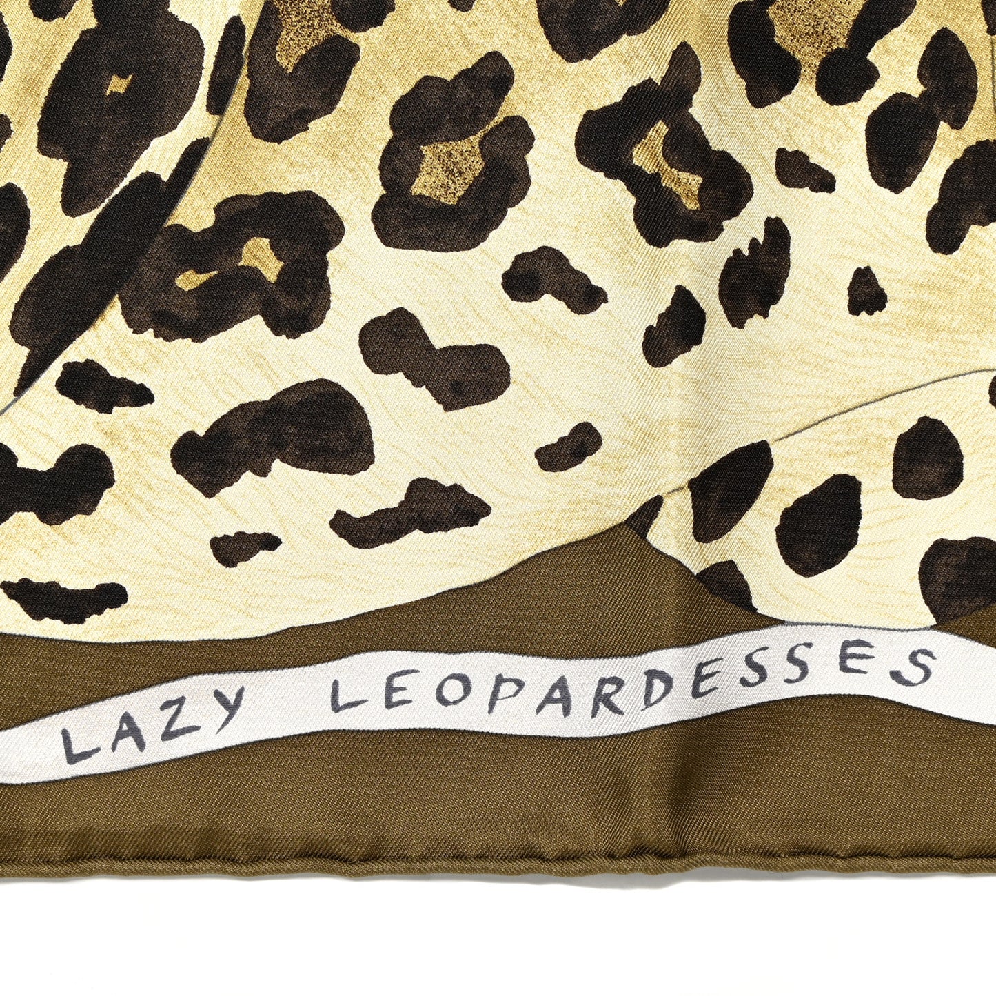 Silk Twill Lazy Leopardesses Scarf 90 Vert Black Gris Anthracite