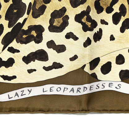 Hermes Silk Twill Lazy Leopardesses Scarf 90 Vert Black Gris Anthracite 3 of 5