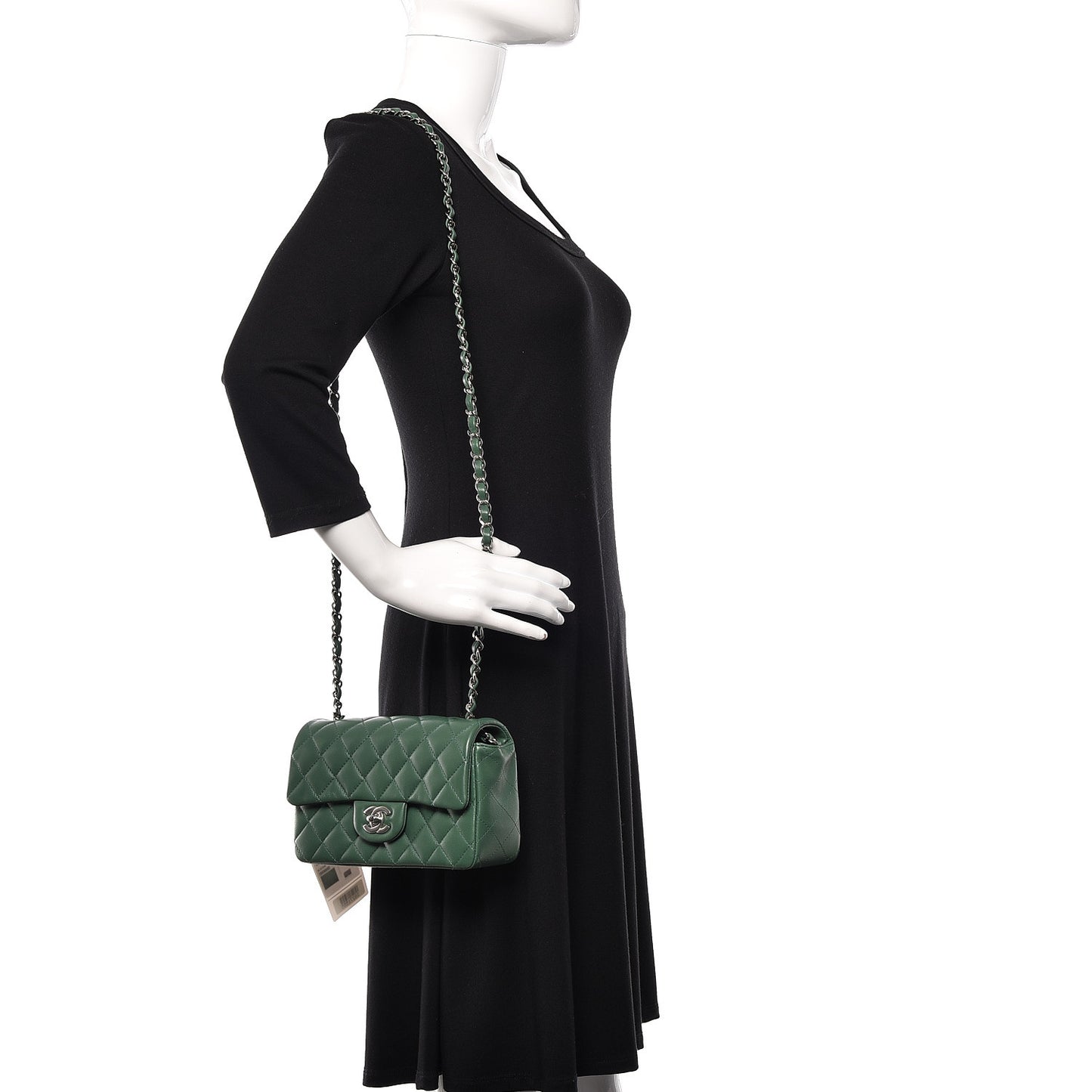 Lambskin Quilted Mini Rectangular Flap Green