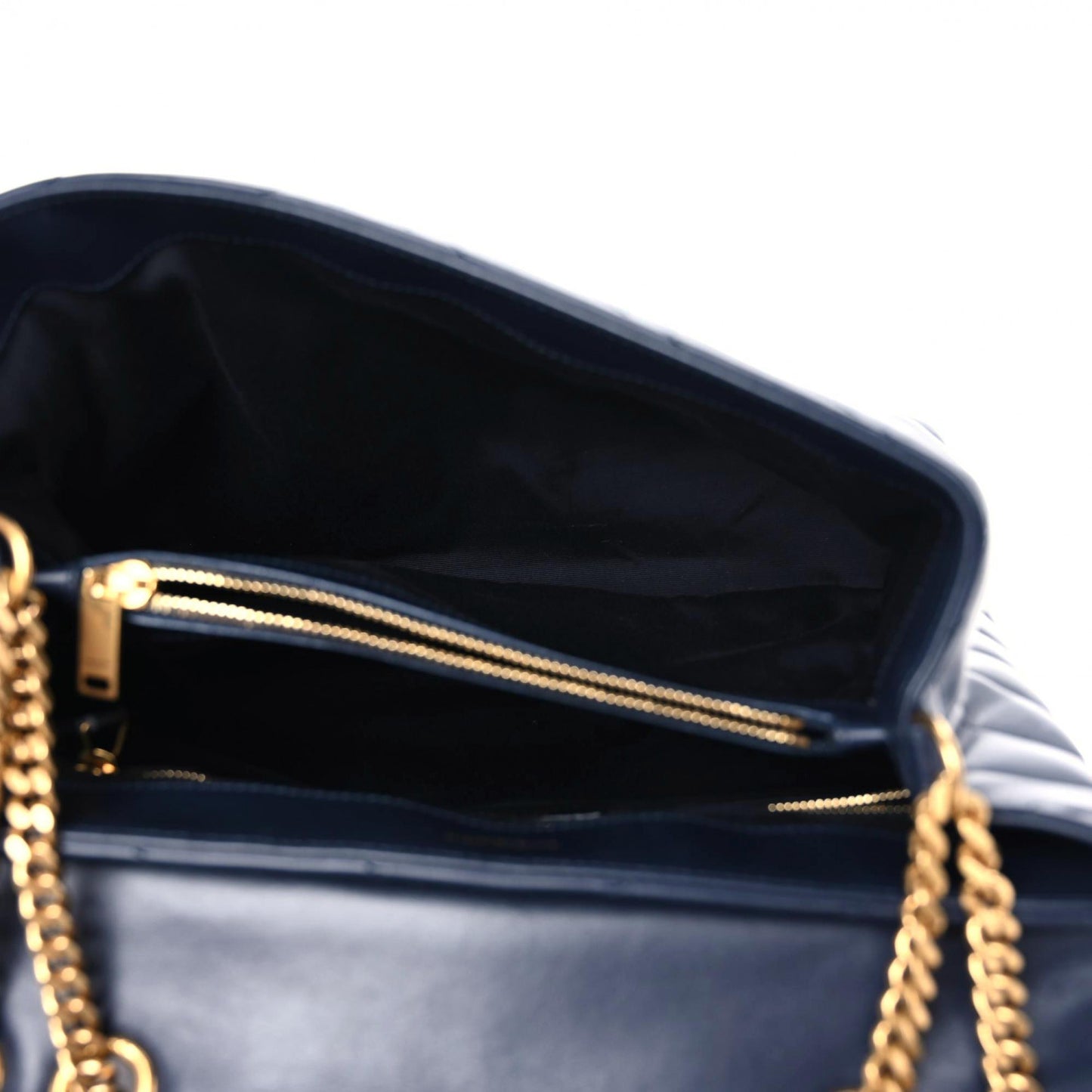 Calfskin Y Quilted Monogram Medium Loulou Chain Satchel Deep Marine