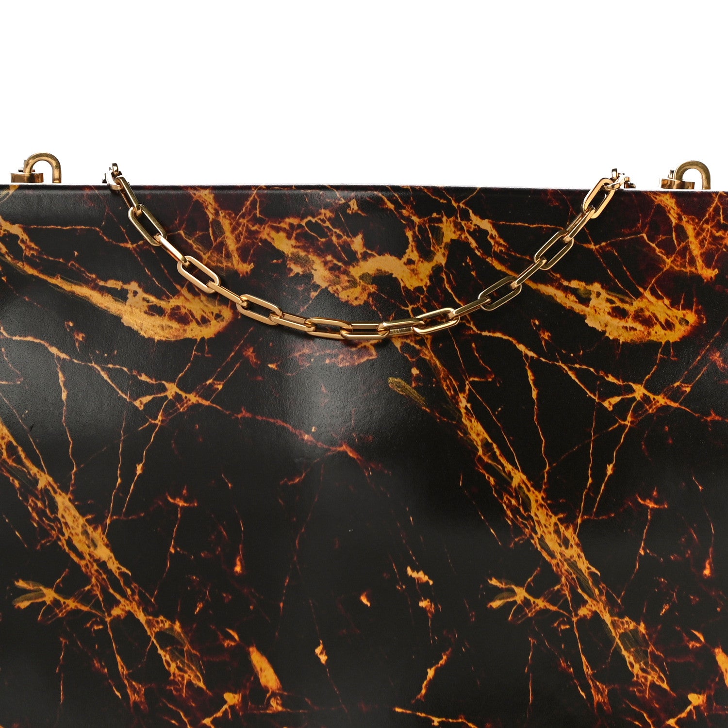 Bottega Veneta Spazzolato Calfskin Chain Clutch Gold Marble 7 of 9