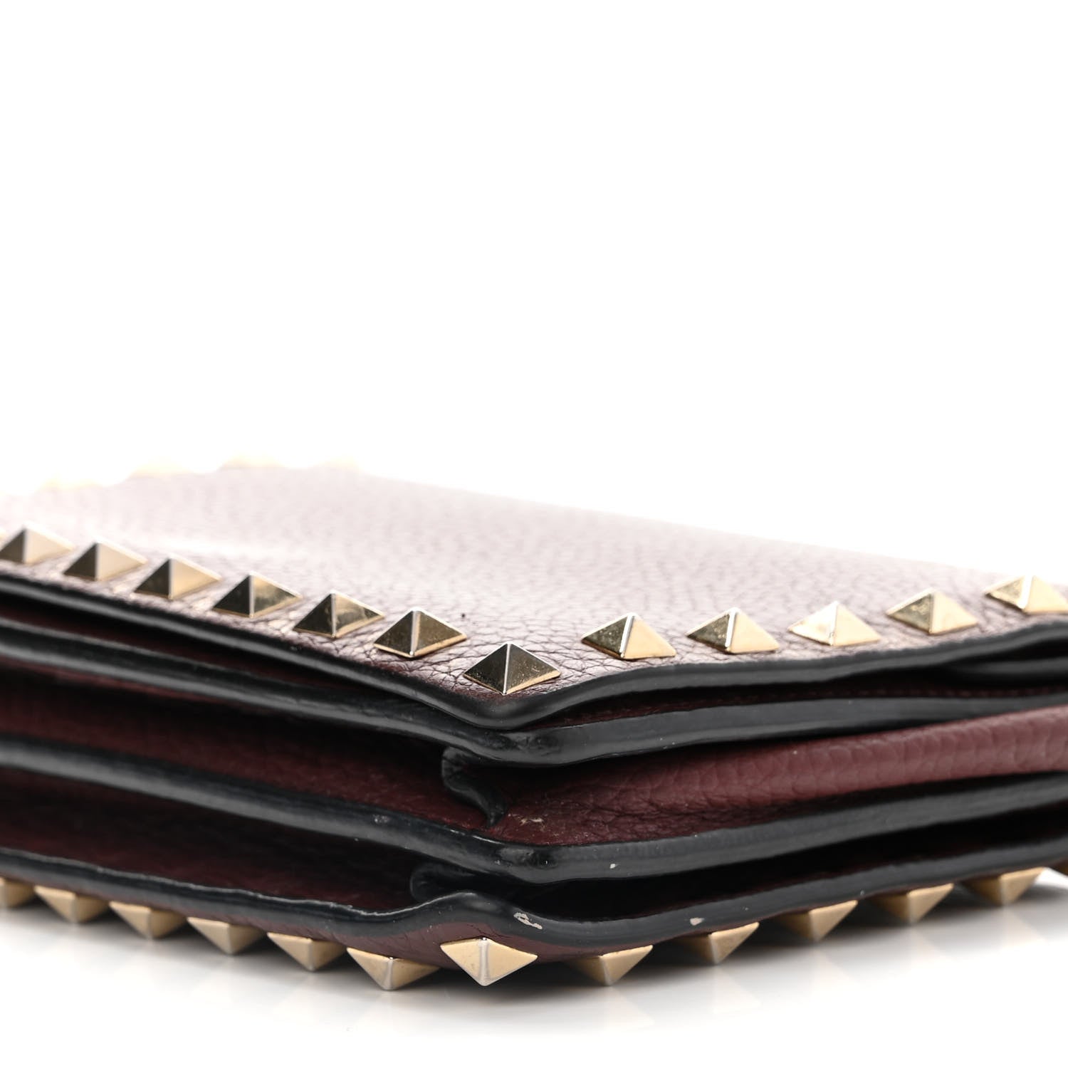 Valentino Garavani Pebbled Calfskin Rockstud Wallet on Chain Rubin 9 of 12