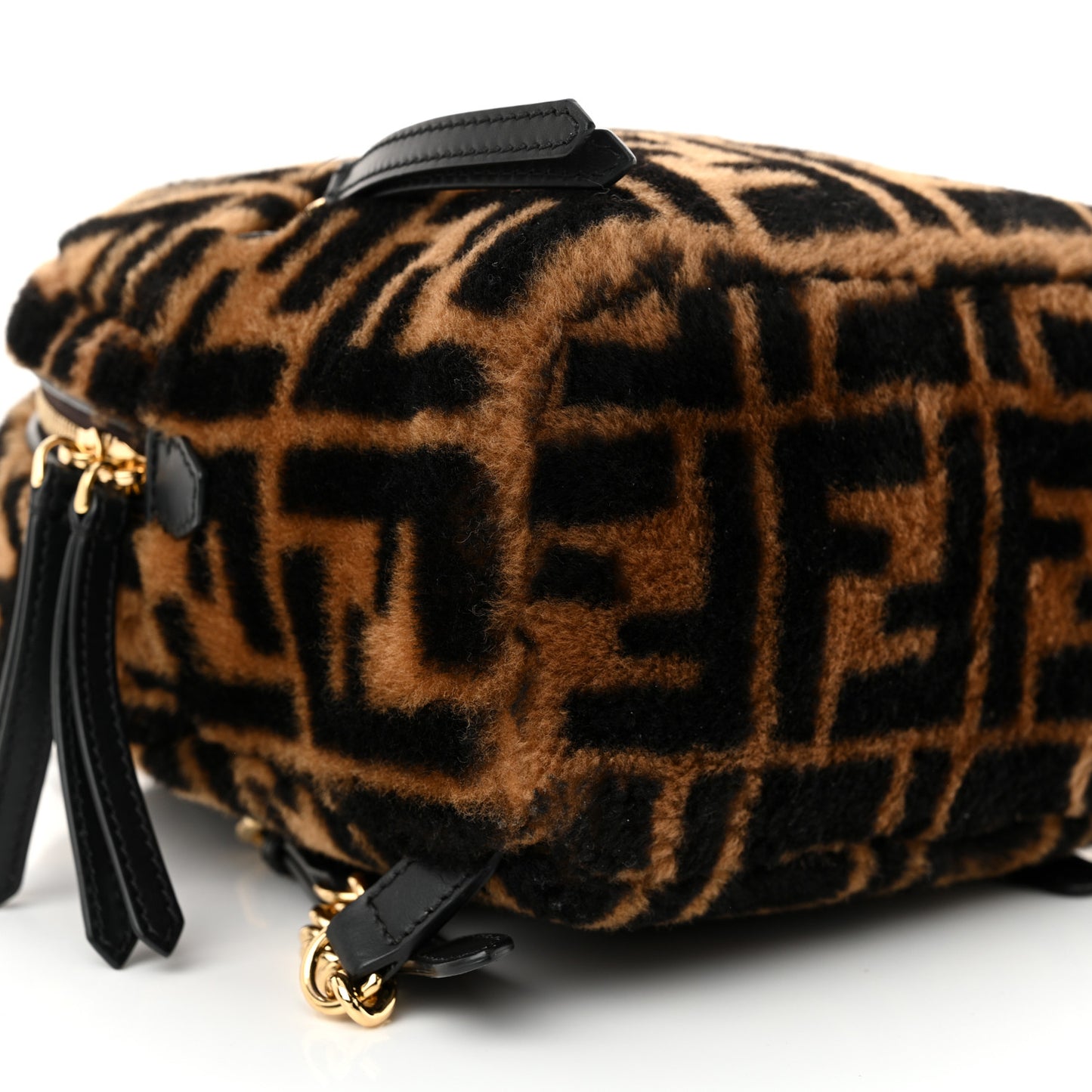 Shearling Macro FF 1974 Mini Backpack Tobacco Black