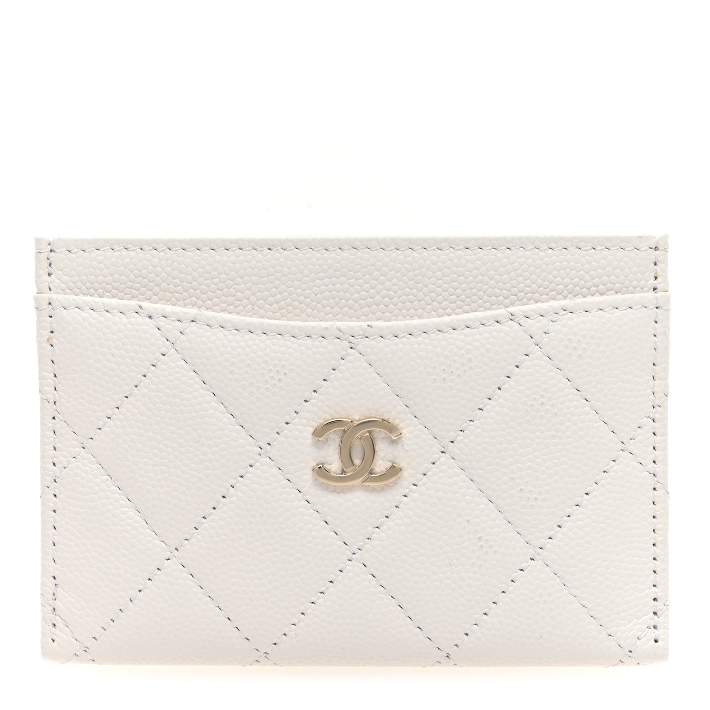 Caviar Quilted Card Holder White