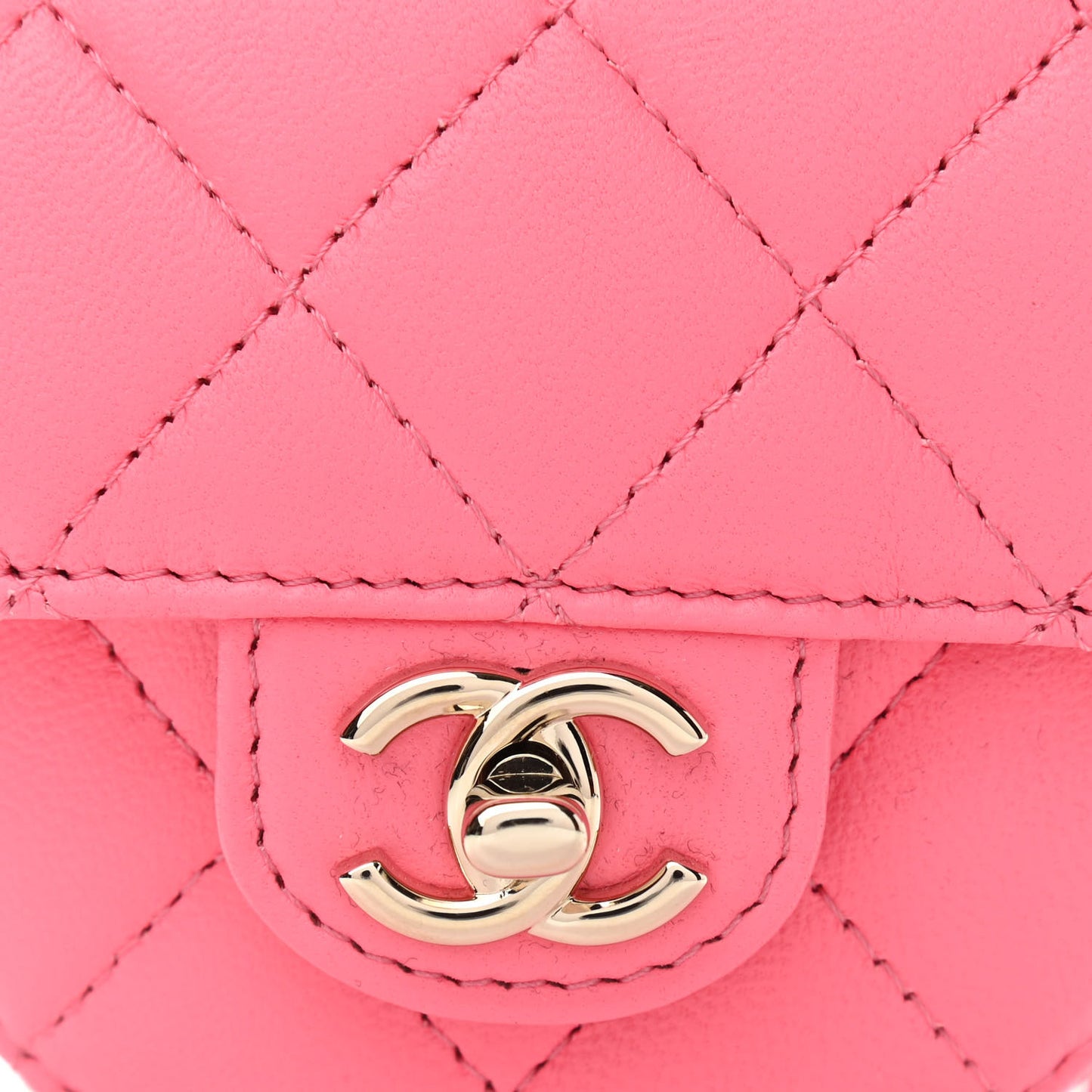 Lambskin Quilted CC In Love Heart Waist Belt Bag With Chain Pink
