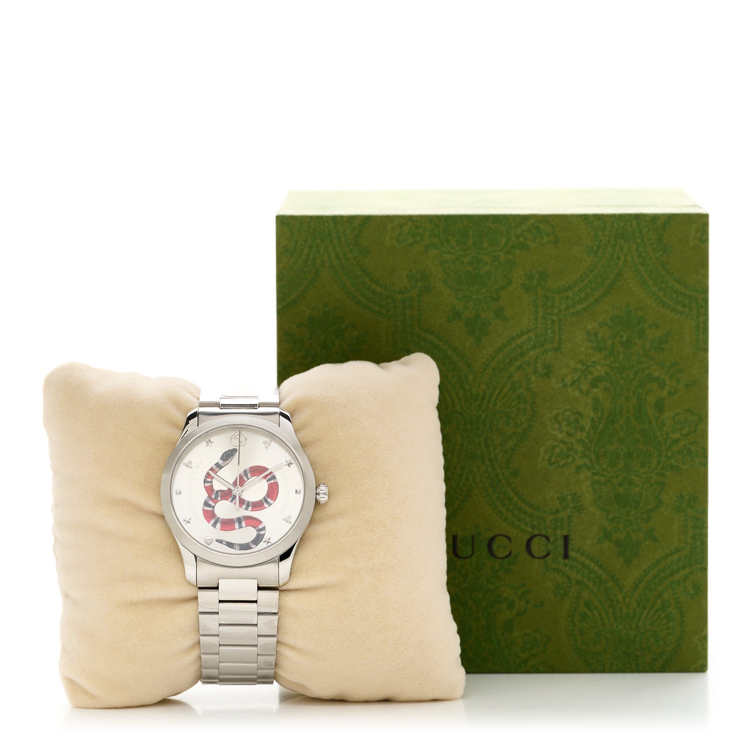 Gucci Stainless Steel 38mm G-Timeless Snake Quartz Watch 5 of 5