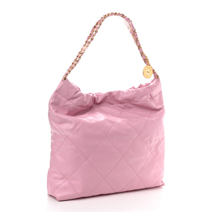 Chanel Shiny Calfskin Quilted Chanel 22 Drawstring Bag Pink 3 of 10