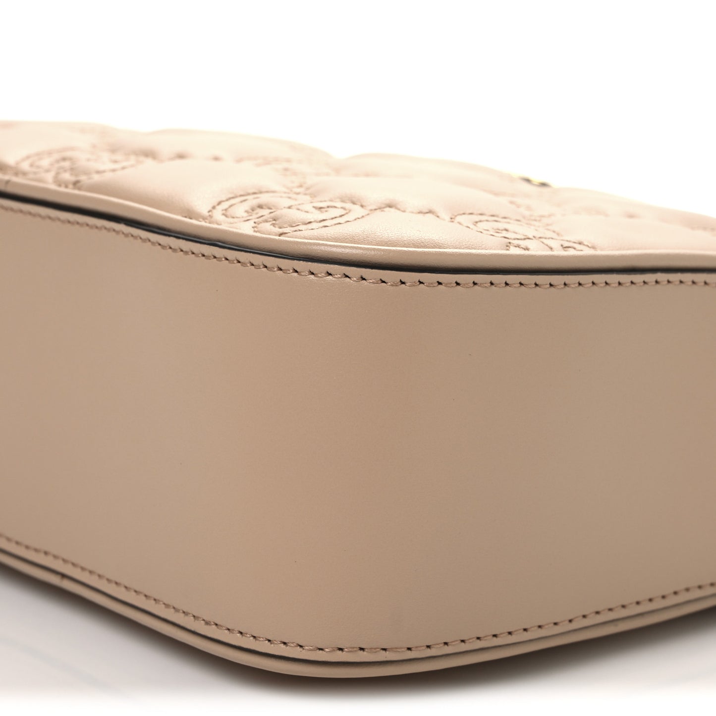 Calfskin GG Matelasse Small Shoulder Bag Pink Sand Natural