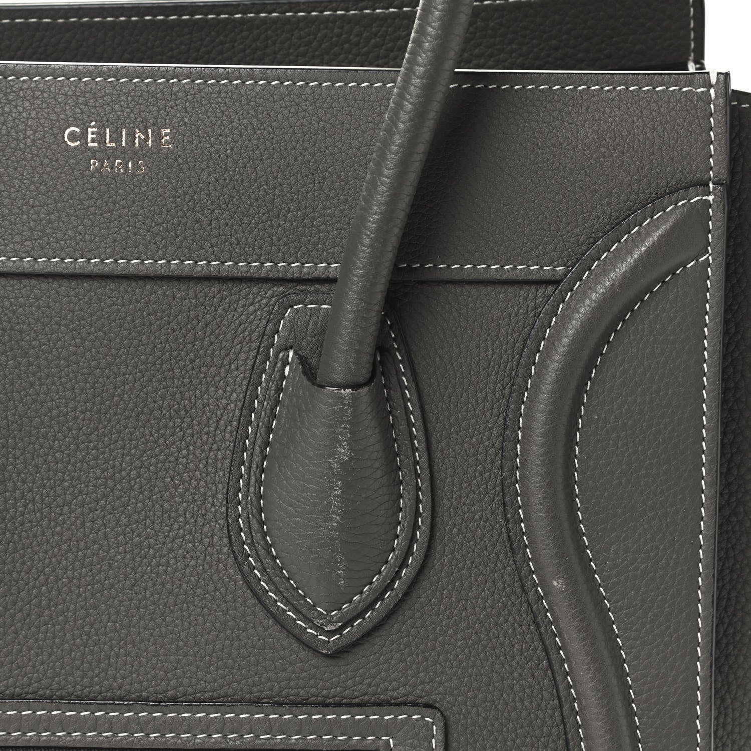 Celine Drummed Calfskin Micro Luggage Souris 5 of 5