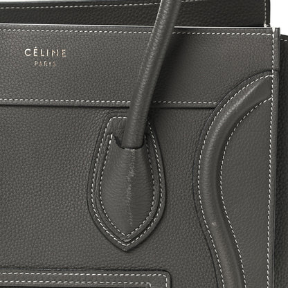 Celine Drummed Calfskin Micro Luggage Souris 5 of 5