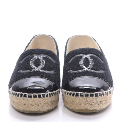 Chanel Fabric Patent Calfskin CC Espadrilles 36 Black 2 of 10