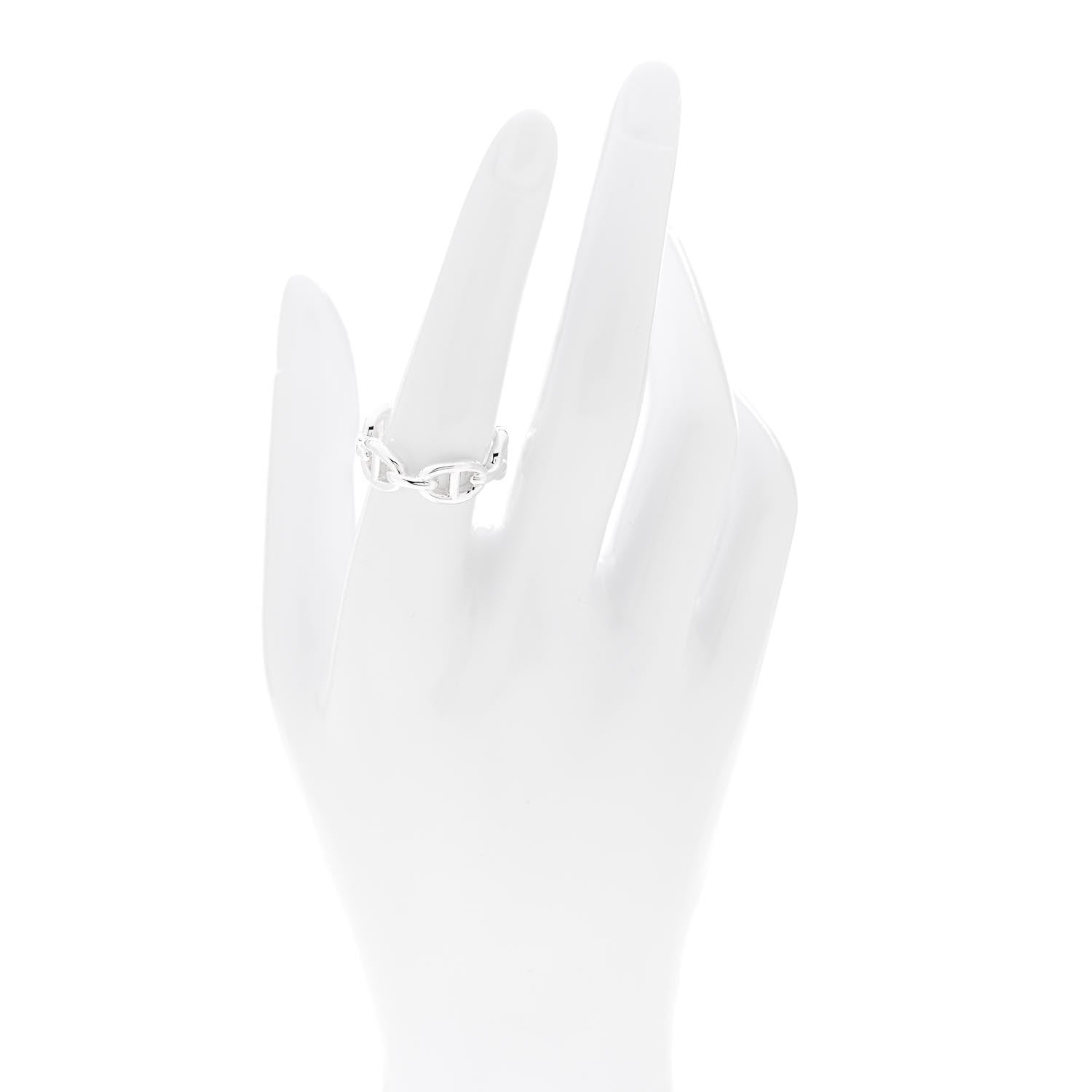 Hermes Sterling Silver PM Chaine d'Ancre Enchainee Band Ring 56 7.75 2 of 7