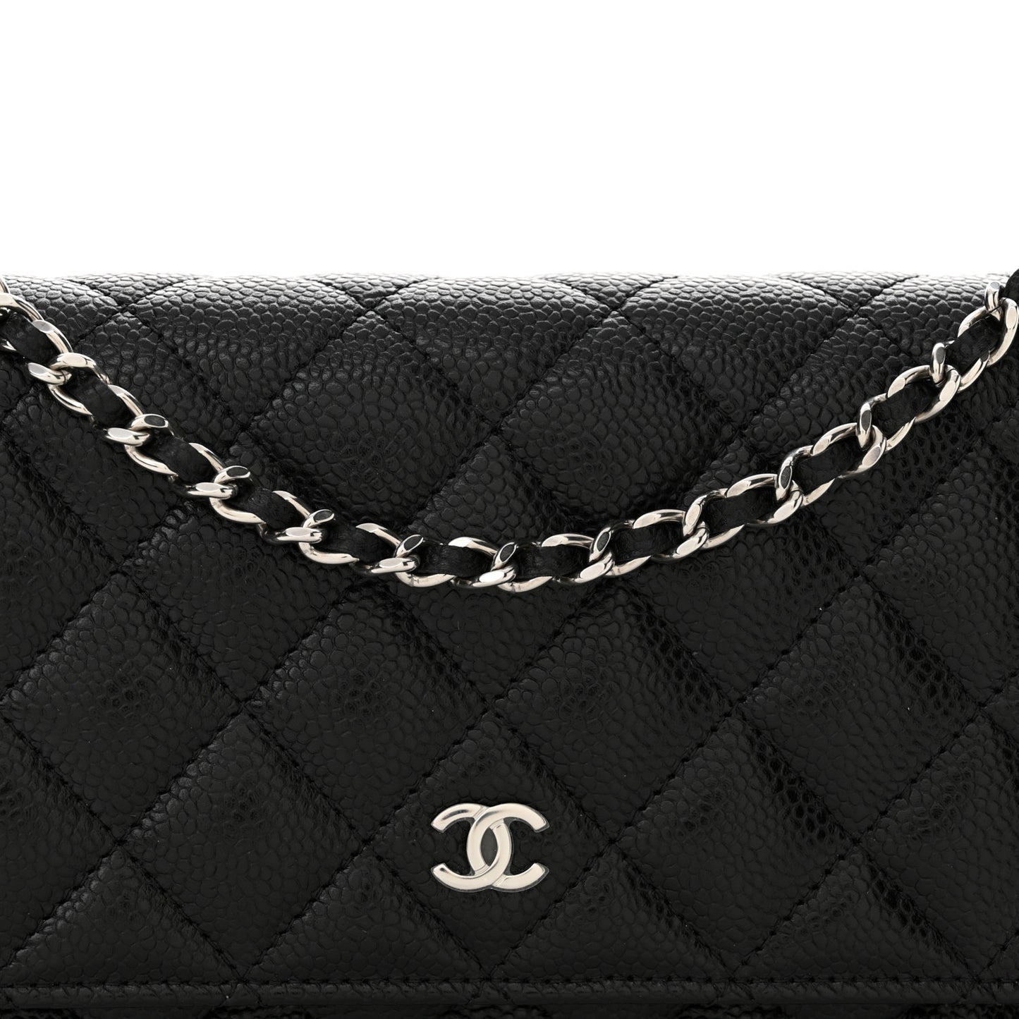 Caviar Quilted Wallet on Chain WOC Black