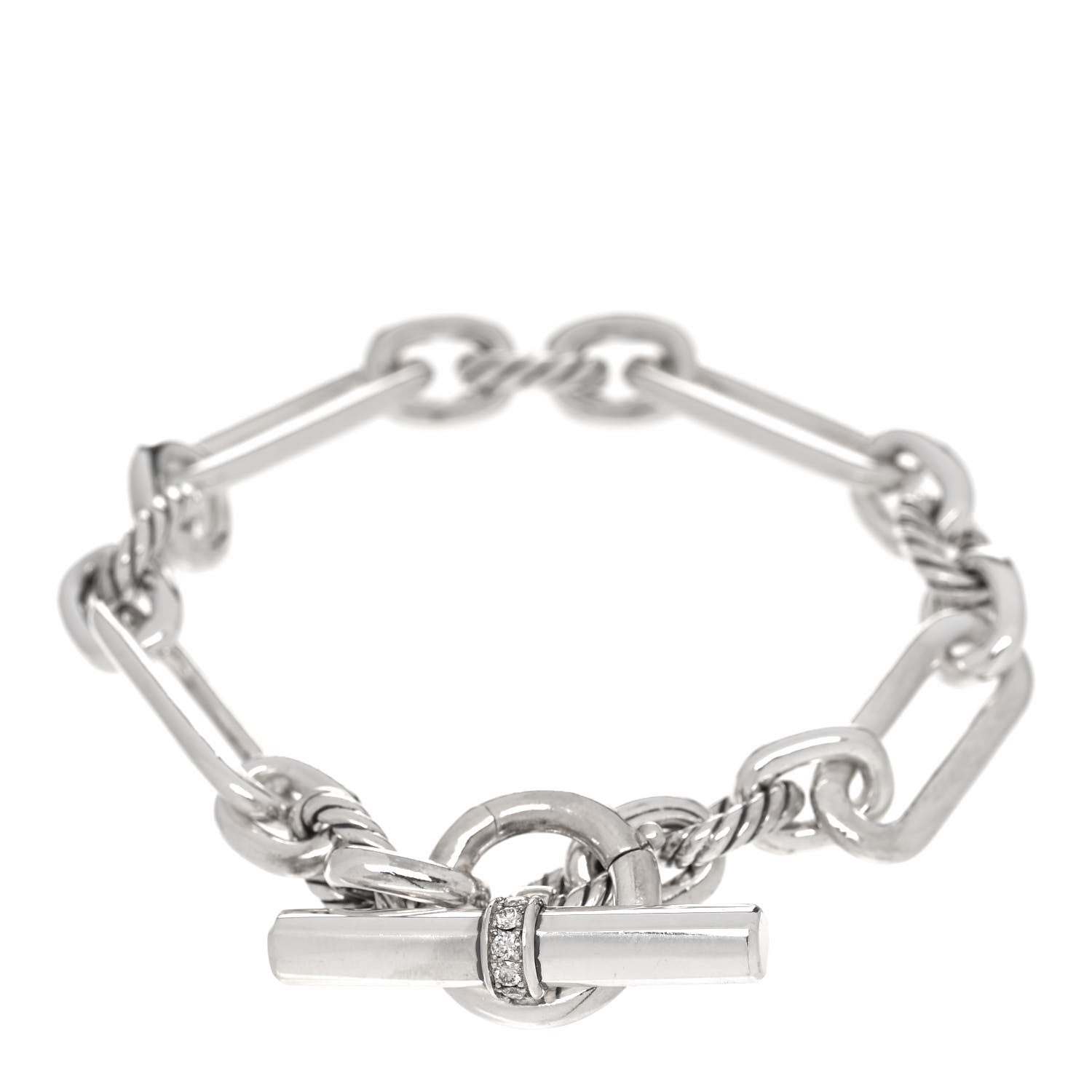 David Yurman Sterling Silver Diamond Lexington Chain Bracelet 2 of 3
