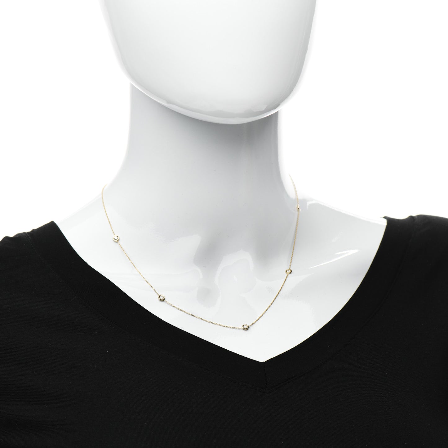 18K Yellow Gold Diamond .25ct Diamonds By The Inch Five Station Necklace