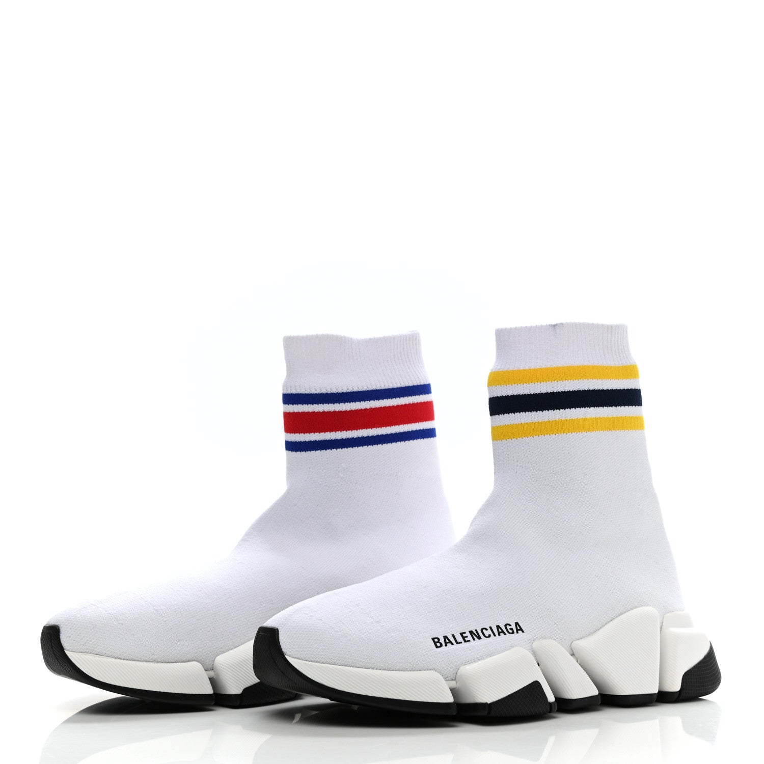 Balenciaga Technical 3D Recycled Knit Striped Womens Speed 2.0 Sneakers 35 White Multicolor 3 of 8