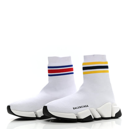 Balenciaga Technical 3D Recycled Knit Striped Womens Speed 2.0 Sneakers 35 White Multicolor 3 of 8