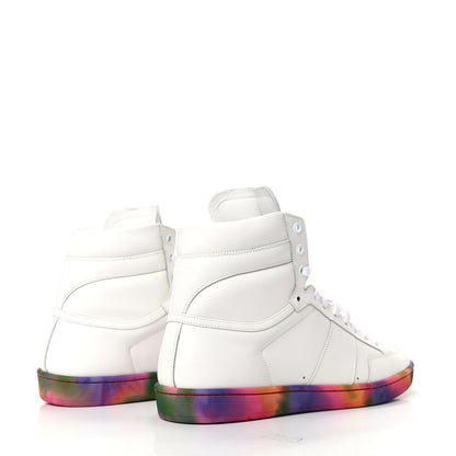 Saint Laurent Calfskin Mens Signature Court Classic SL/10H High Top Sneakers 42.5 Off White Multicolor Tie-Dye 4 of 8