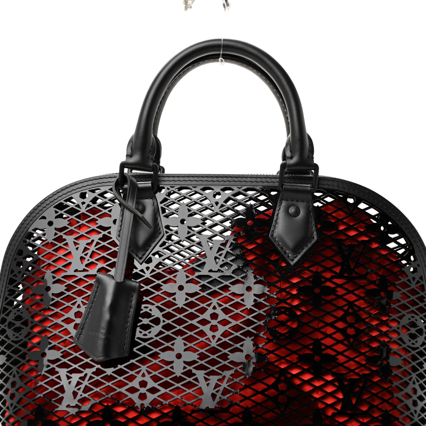 Patent Calfskin Laced Monogram Alma PM Black