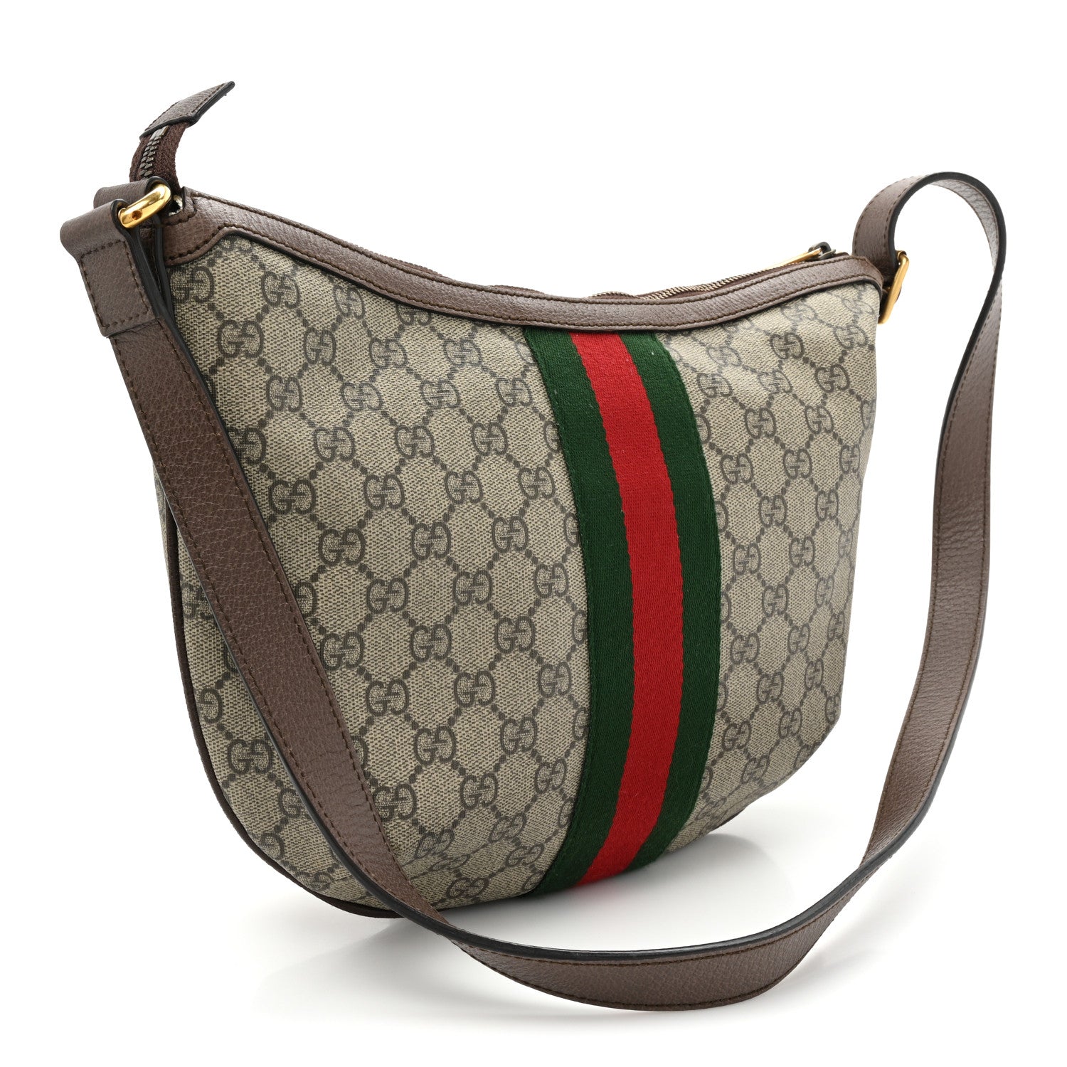 Gucci GG Supreme Monogram Web Small Ophidia Half Moon Hobo Brown 3 of 11
