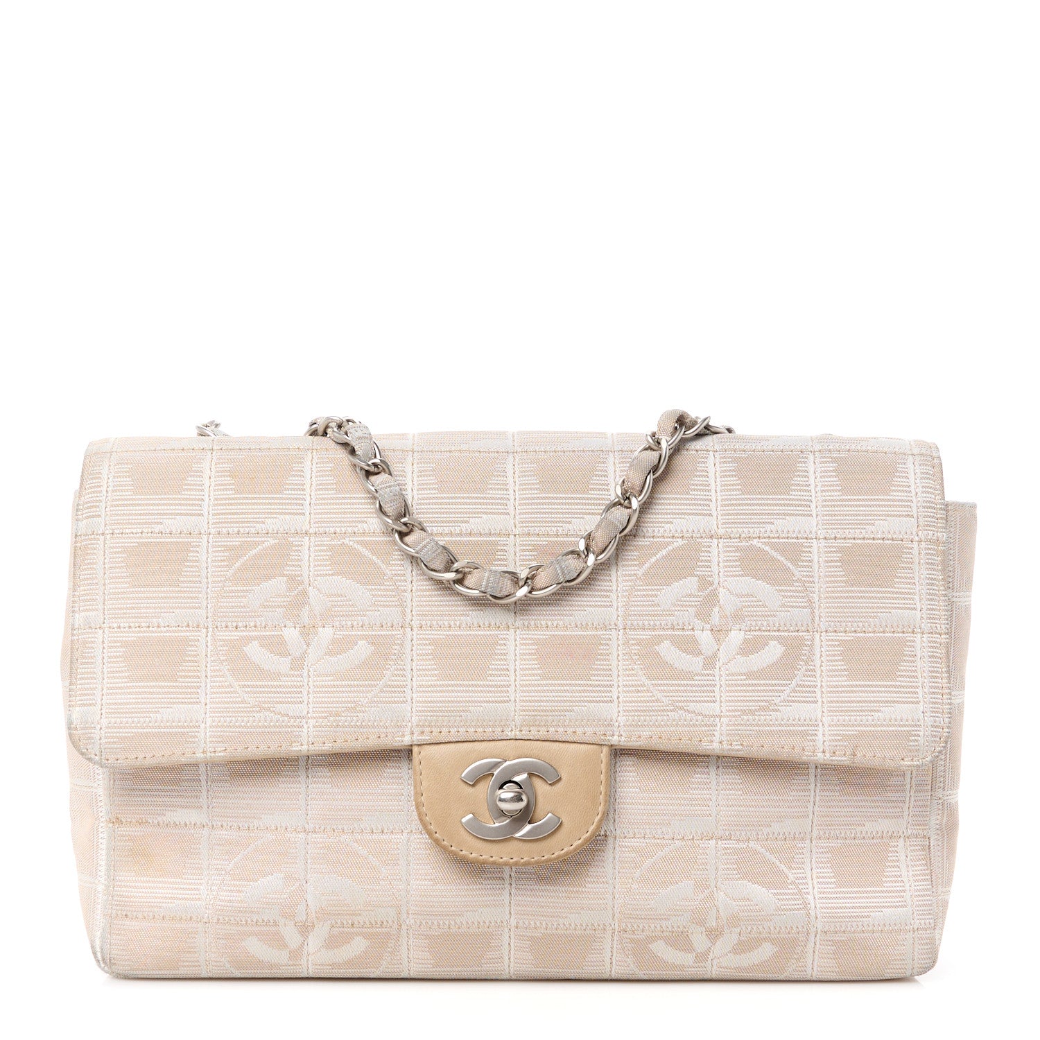 Chanel Nylon Medium Travel Flap Light Beige 1 of 14