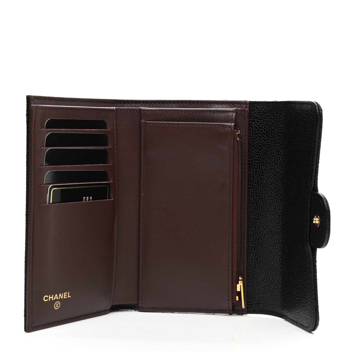 Caviar Quilted Medium Flap Wallet Black