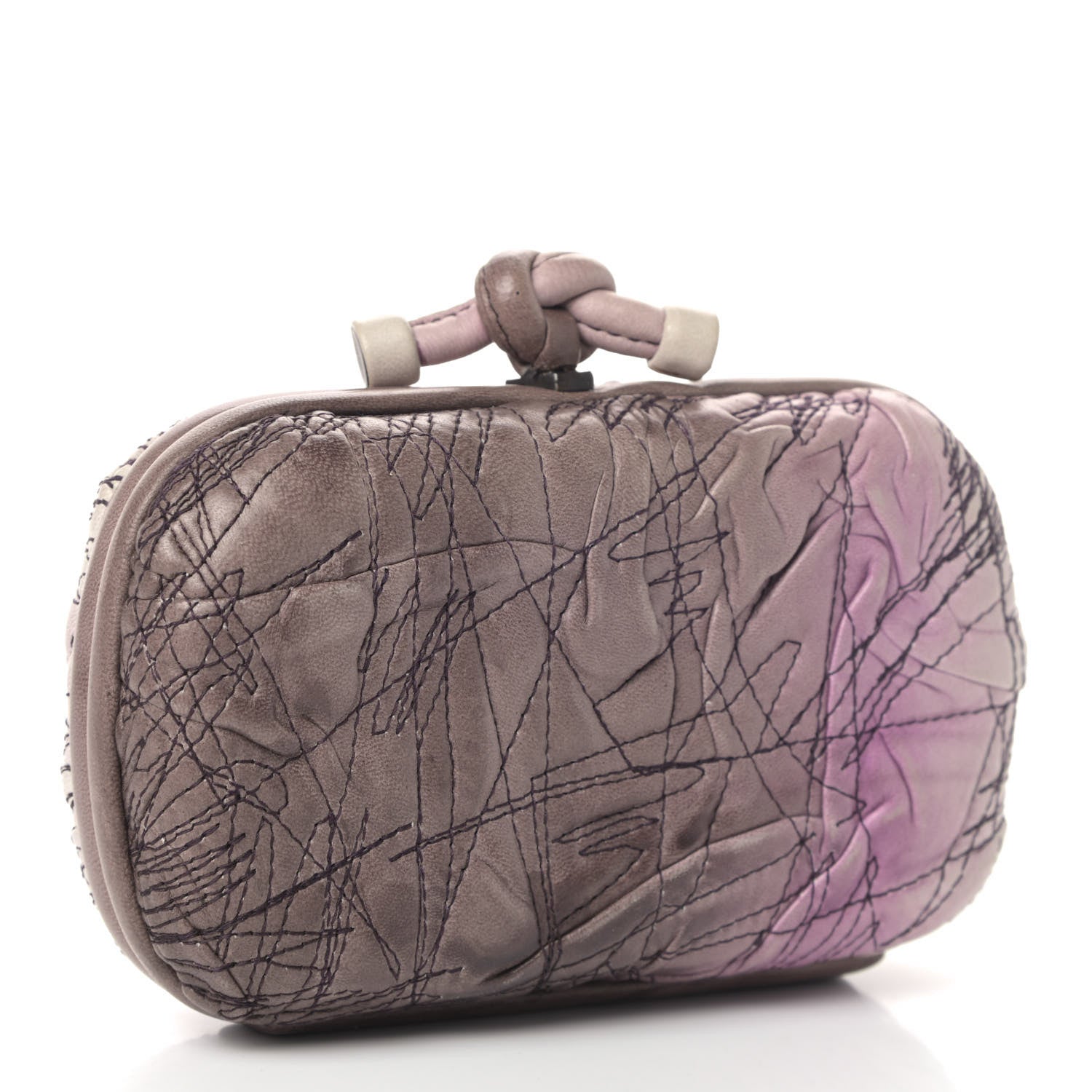 Bottega Veneta Nappa Stitched Knot Clutch Orchid 2 of 4