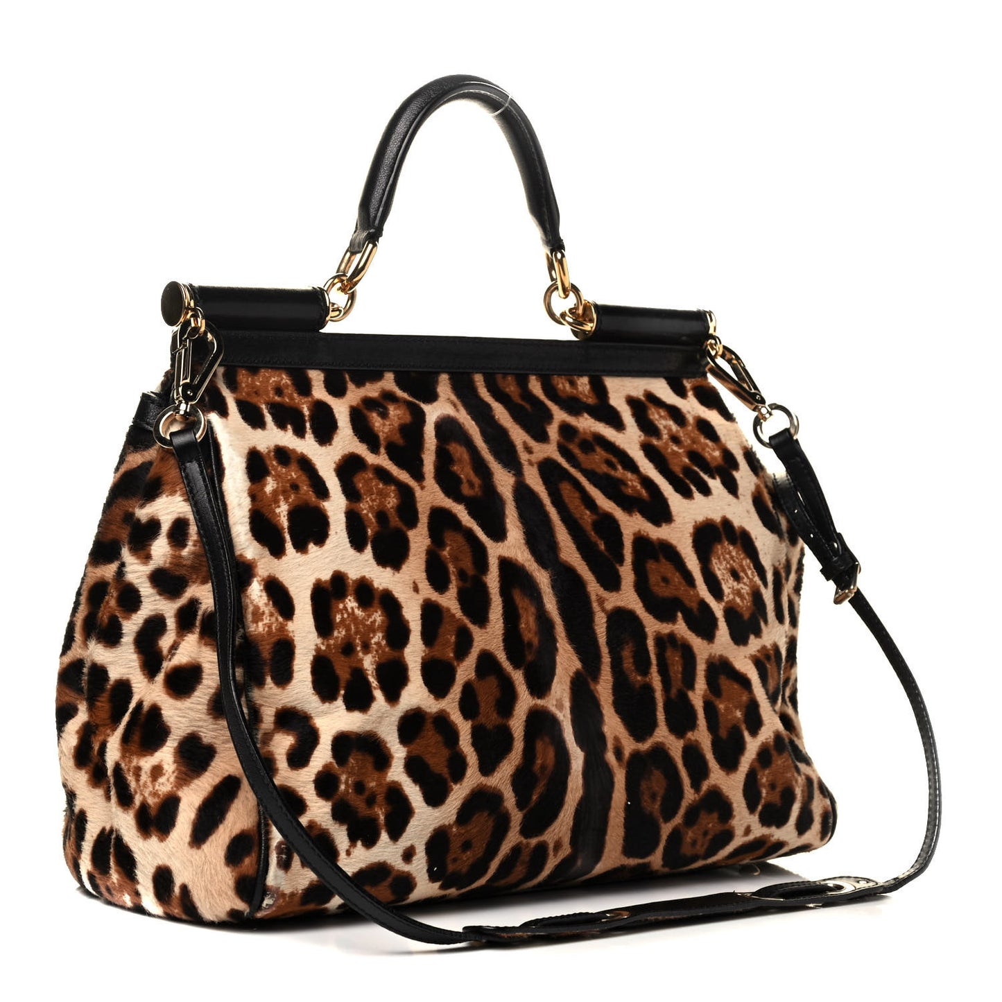 Calf Hair Leopard Print Large Miss Sicily Satchel Naturale