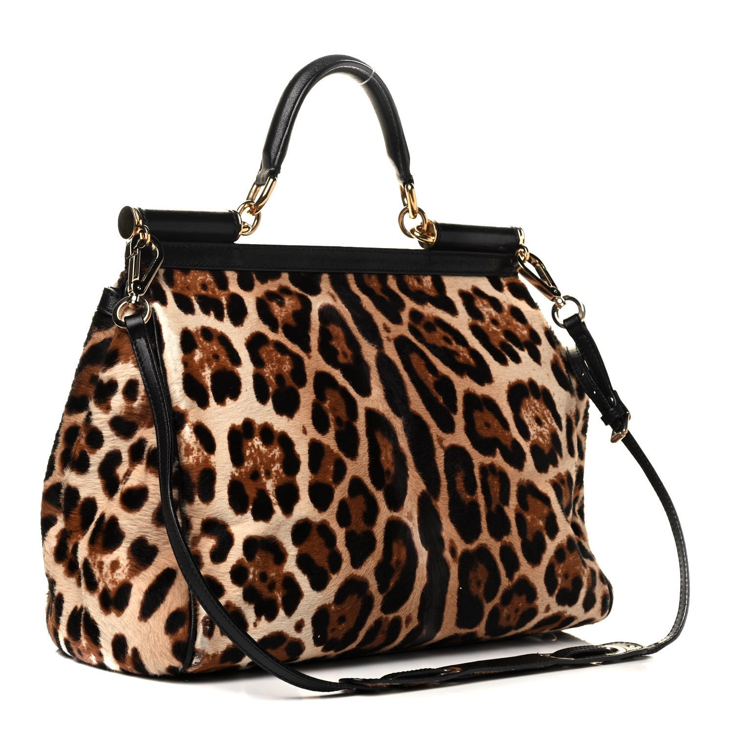 Dolce & Gabbana Calf Hair Leopard Print Large Miss Sicily Satchel Naturale 4 of 9