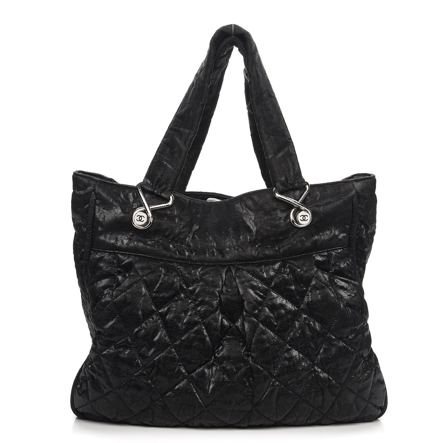 Crinkled Coated Canvas Le Marais Large Tote Black