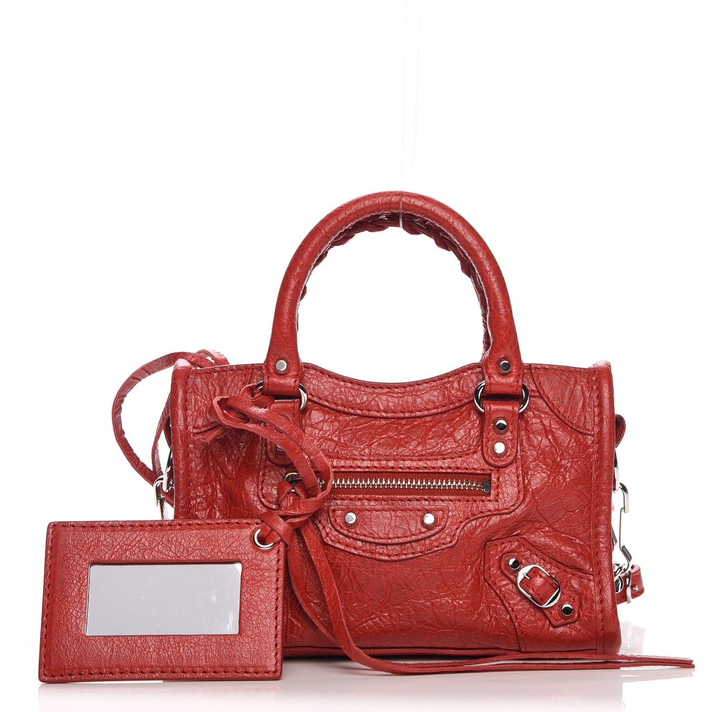 Agneau Classic Silver Hardware Nano City Rouge Groseille
