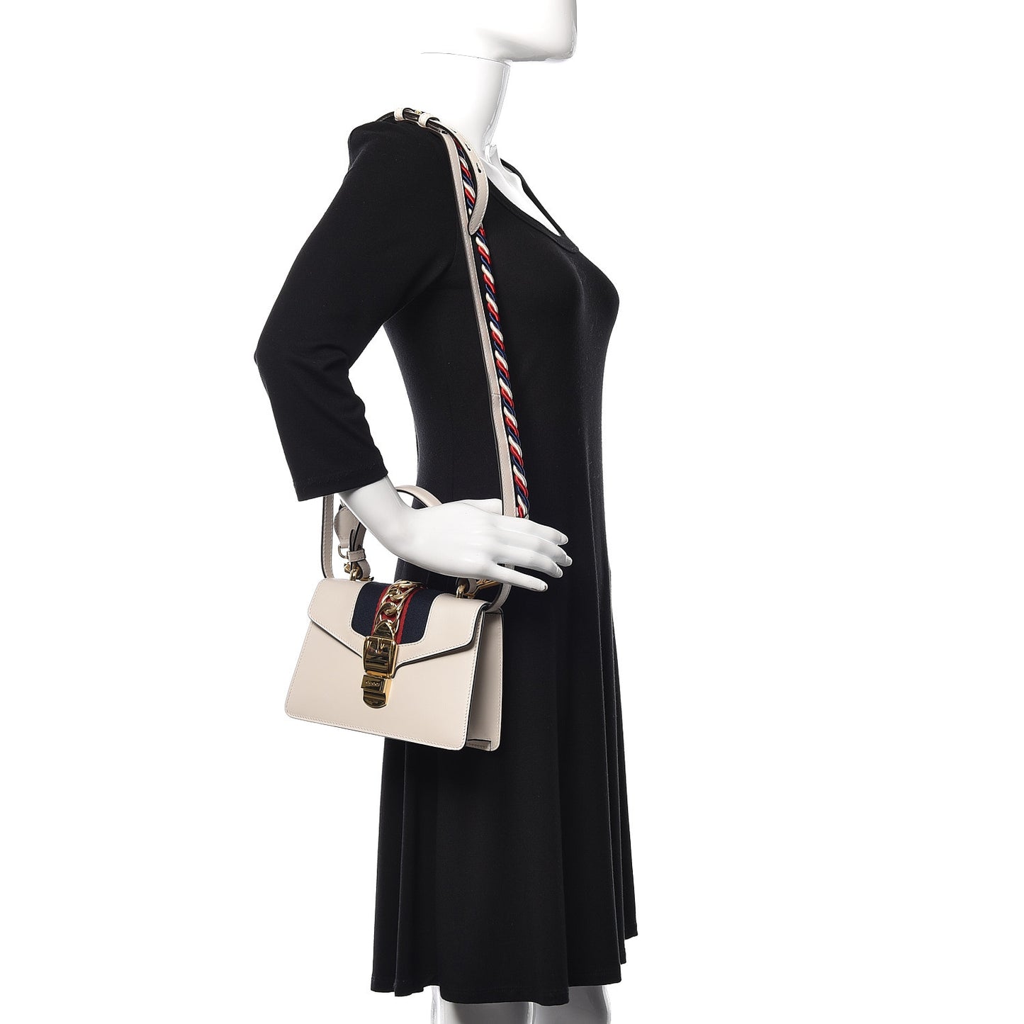 Calfskin Mini Sylvie Top Handle Bag White