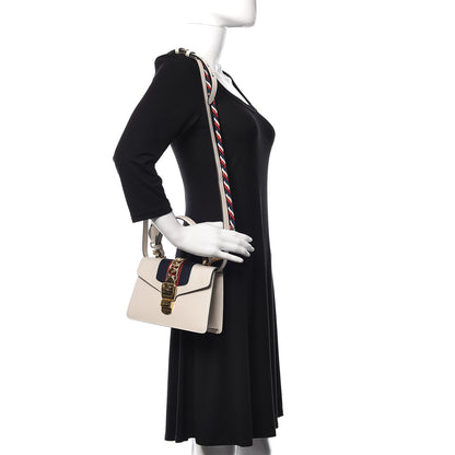 Gucci Calfskin Mini Sylvie Top Handle Bag White 2 of 13