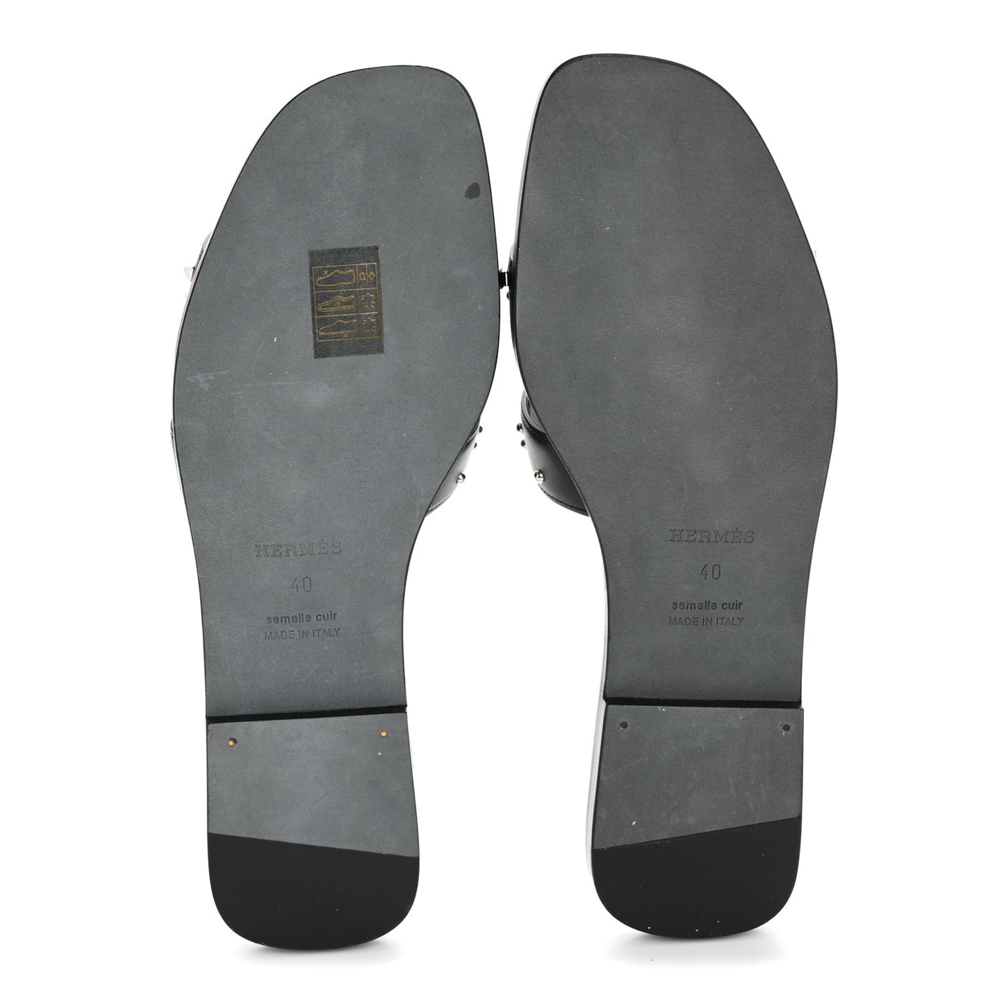 Calfskin Studded Oran Sandals 40 Black