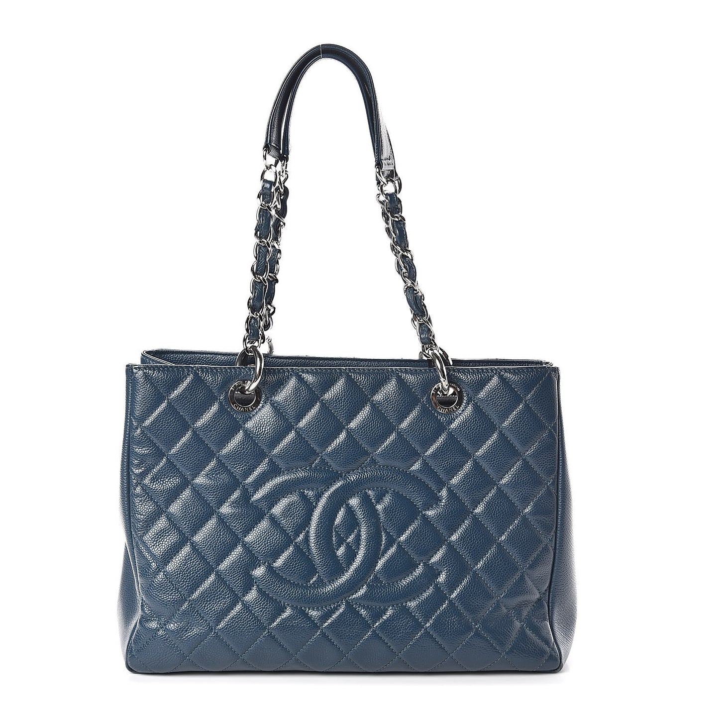 Caviar Quilted Grand Shopping Tote GST Dark Blue