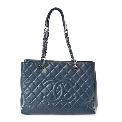 Chanel Caviar Quilted Grand Shopping Tote GST Dark Blue 1 of 10