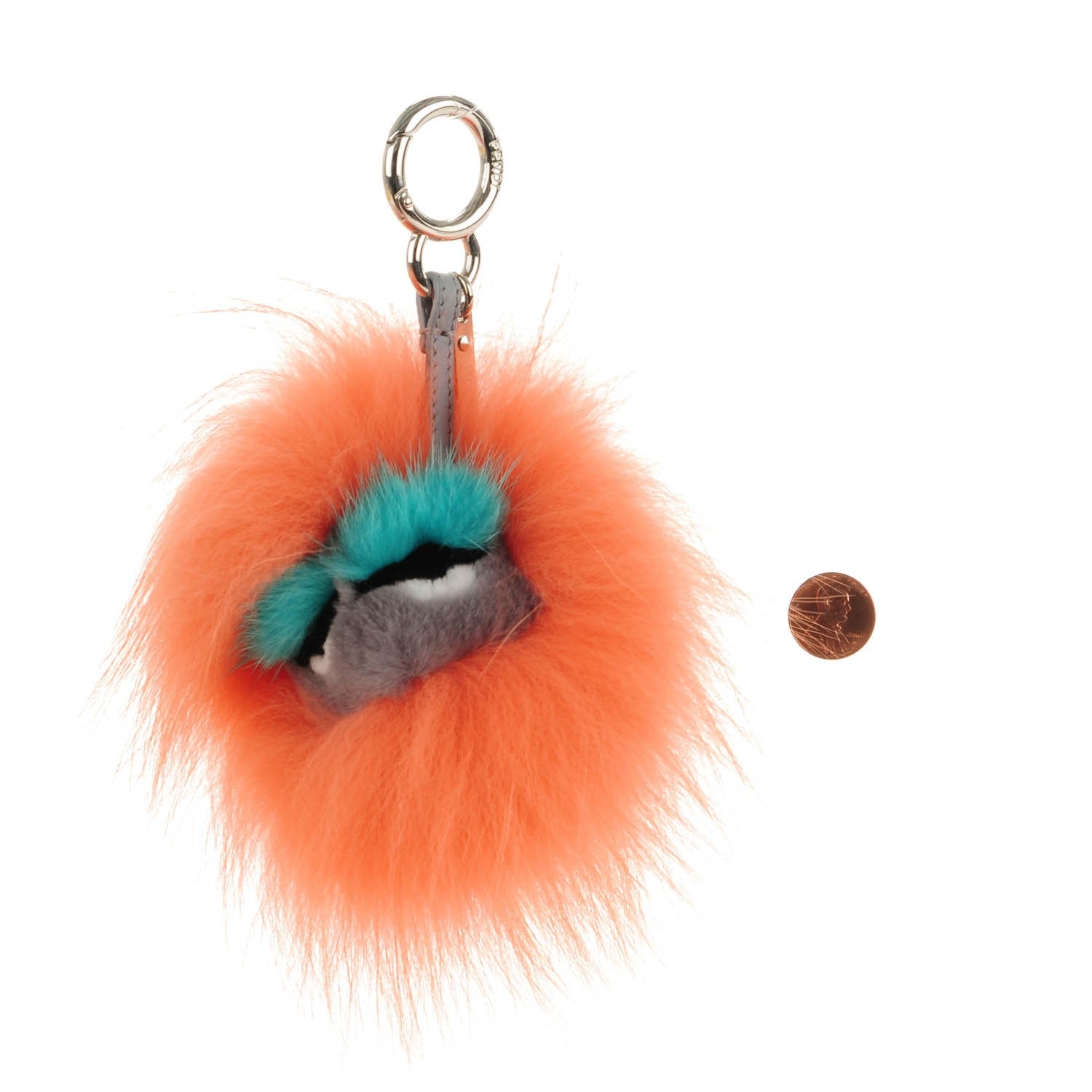 Fendi Fox Mink Rabbit Fur Vitello Dolce Mini Monster Bag Bug Charm Flamingo Multicolor 3 of 7