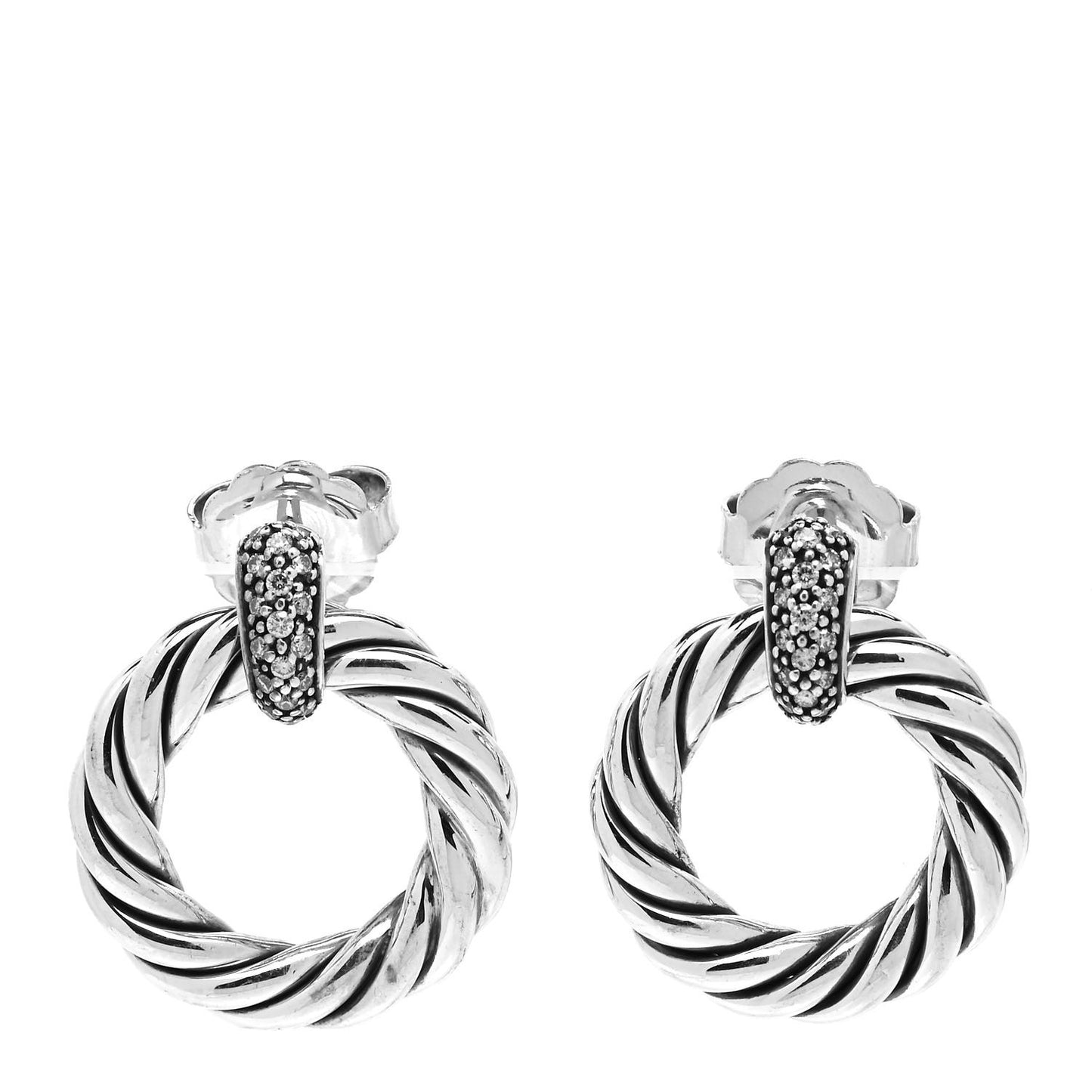 Sterling Silver Diamond Metro Crossover Hoop Earrings