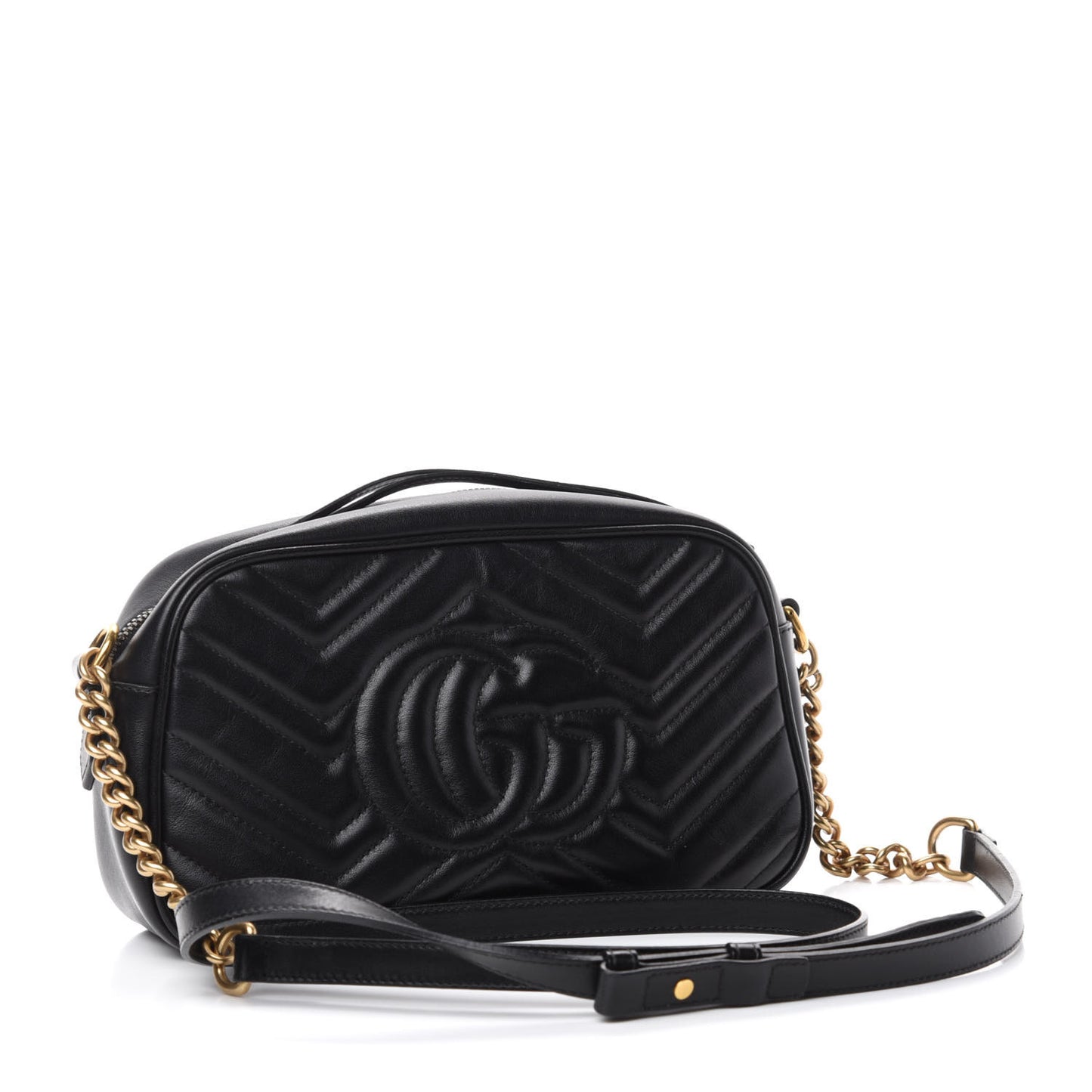 Calfskin Matelasse Small GG Marmont Chain Shoulder Bag Black