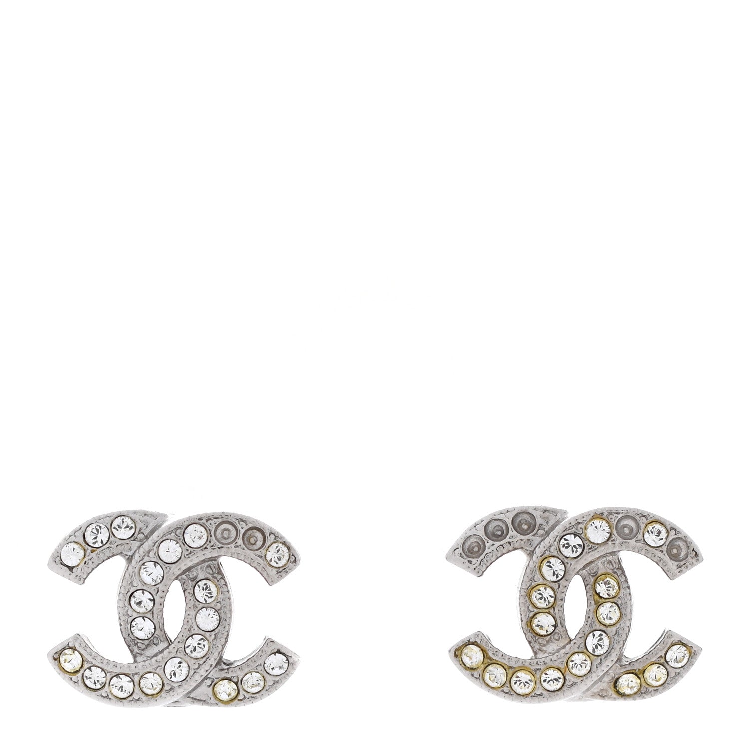 Chanel Crystal Timeless CC Earrings Silver 1 of 5