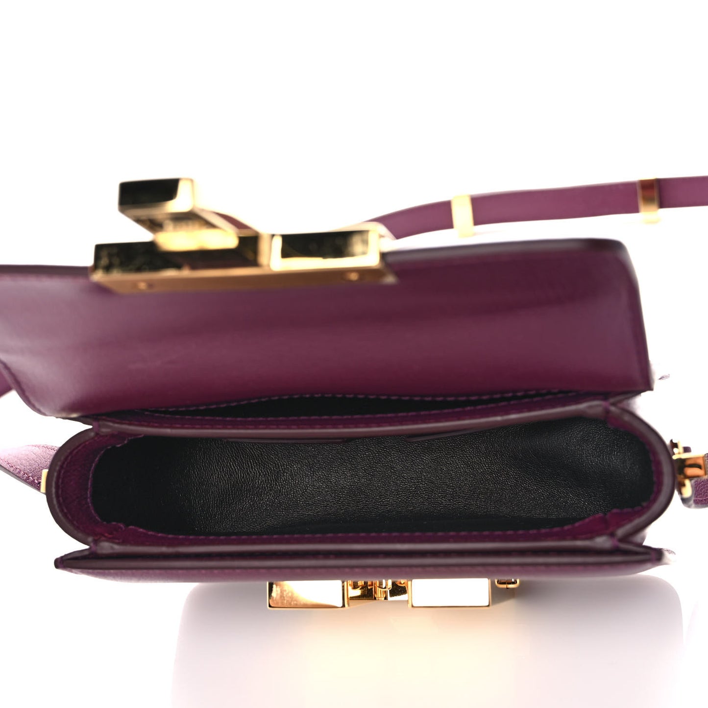 Calfskin T Clasp Crossbody Bag Purple