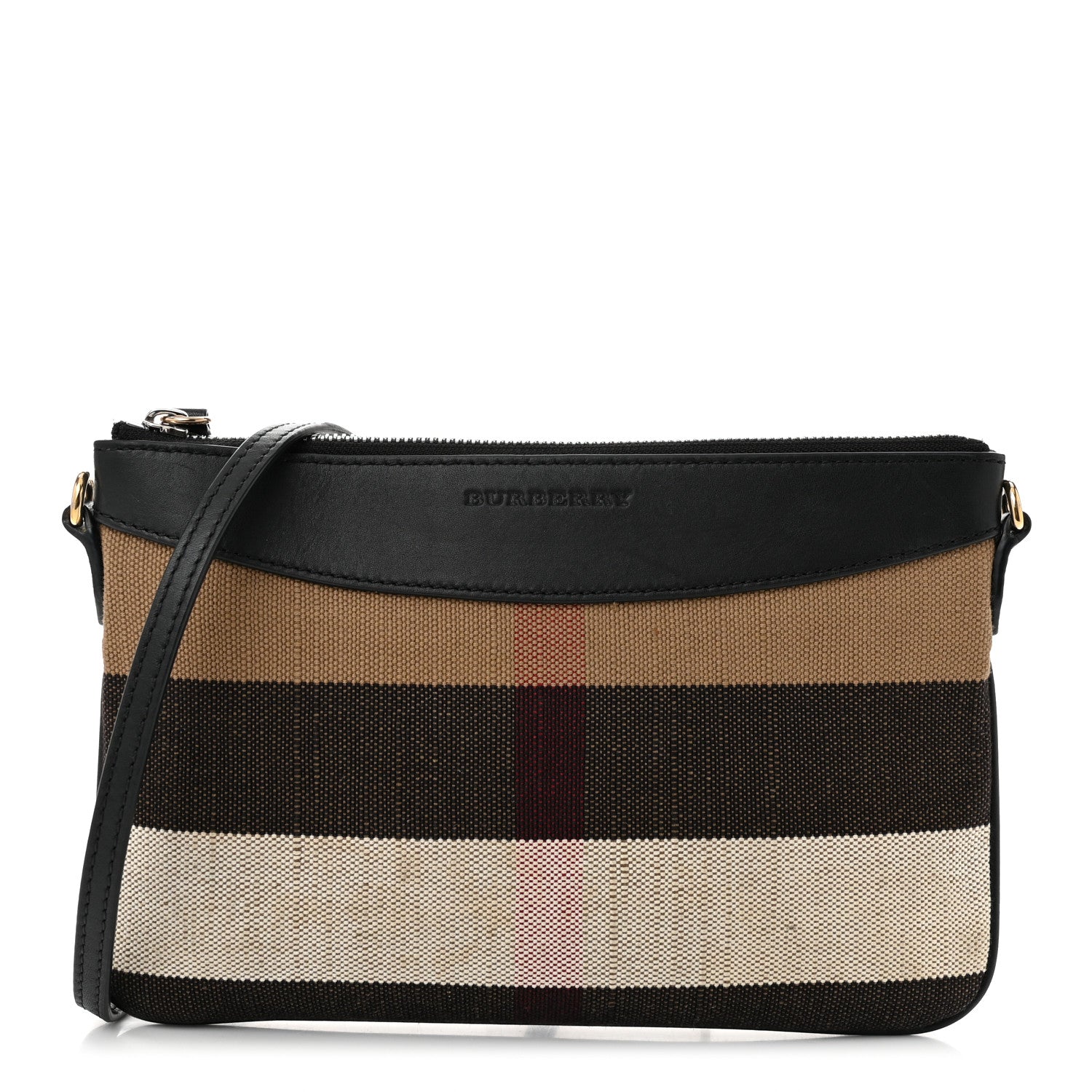 Burberry Mega Check Peyton Crossbody Clutch Bag Black 1 of 11