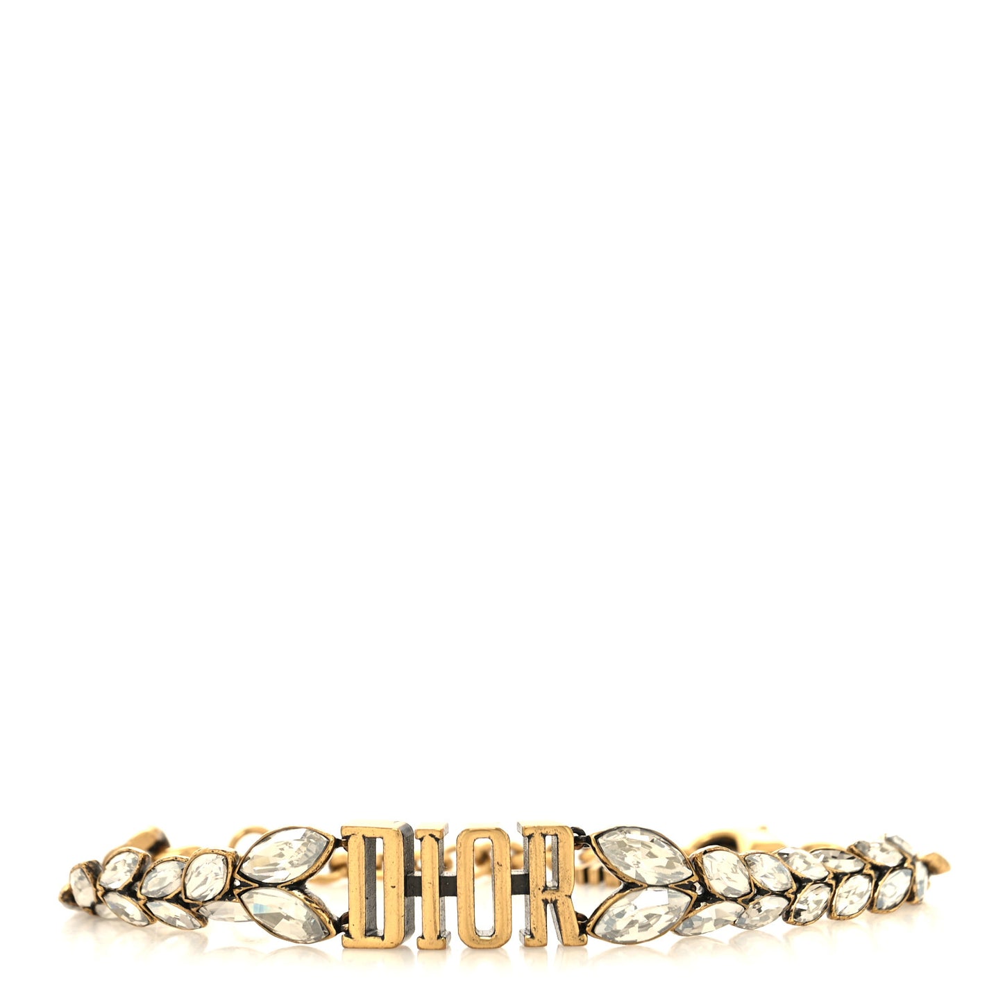Crystal Metal Logo Dio(r)evolution Bracelet Aged Gold