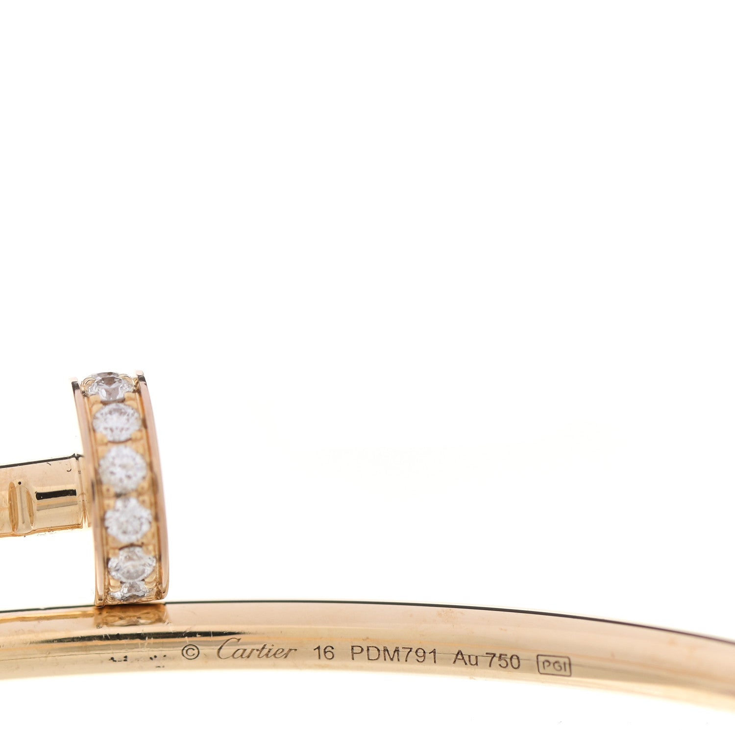 Cartier 18K Yellow Gold Diamond Small Juste Un Clou Bracelet 16 3 of 4