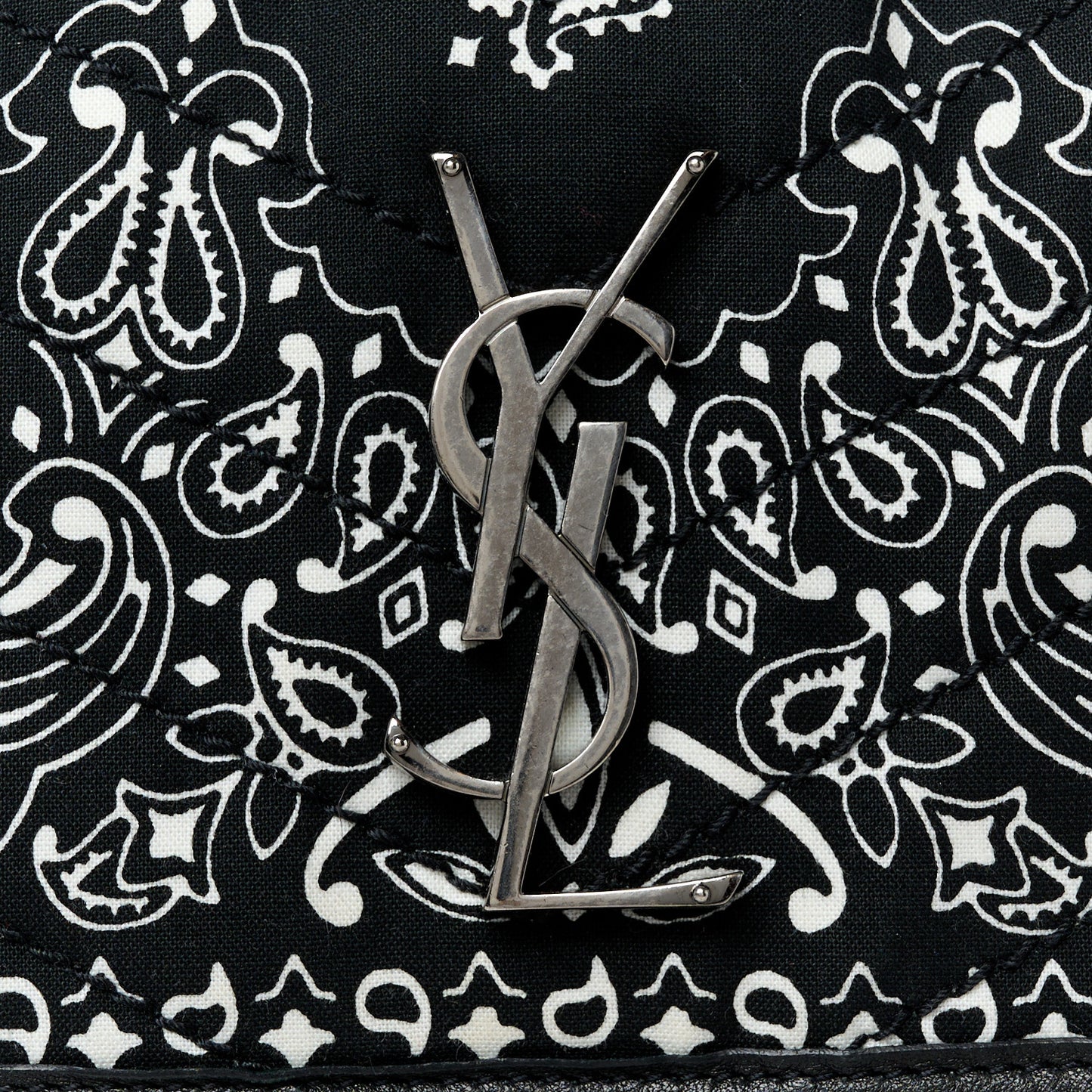 Cotton Bandana Monogram Medium Niki Chain Satchel Black White
